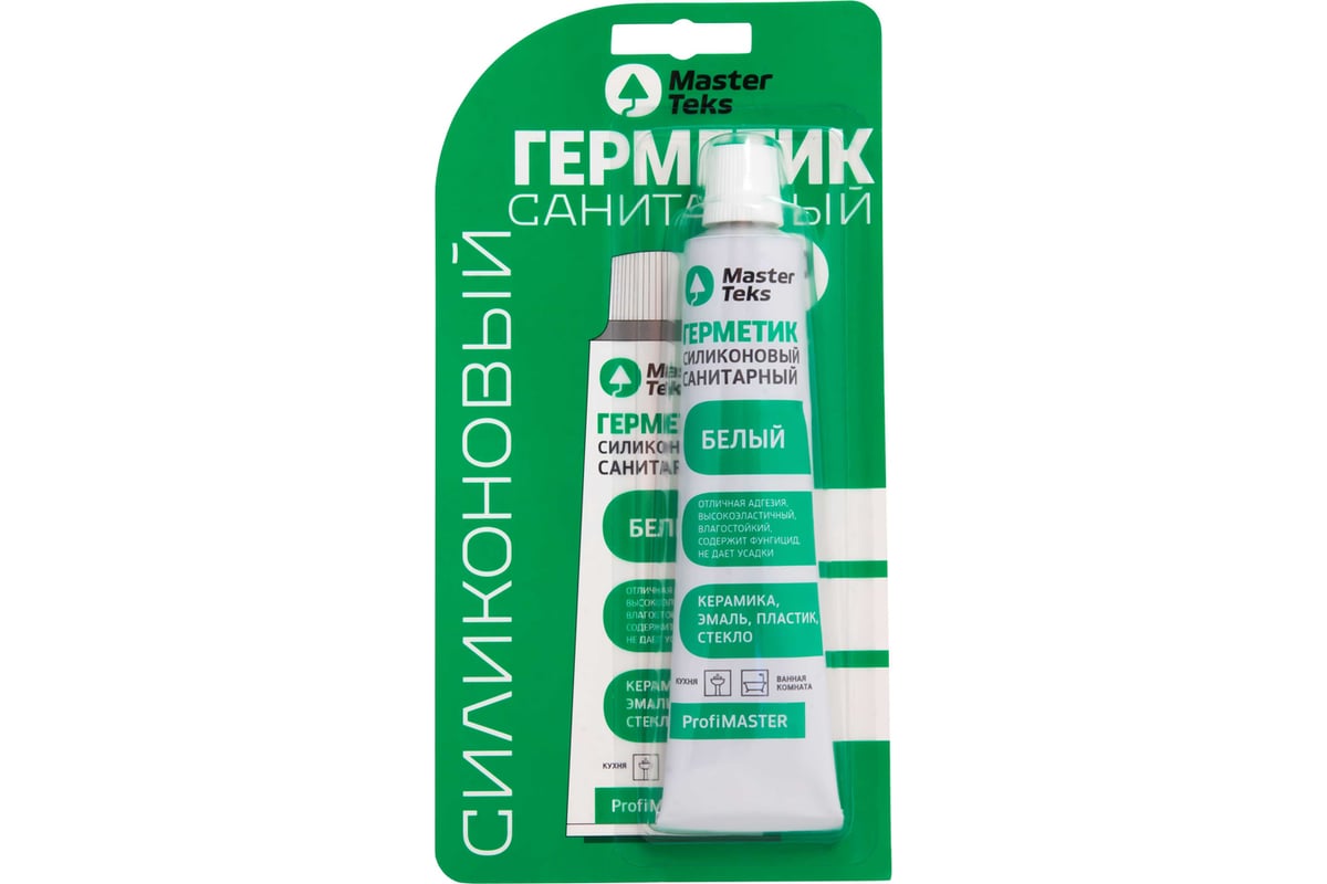 Санитарный герметик MASTERTEKS PROFMASTER силикон. 80 мл белый 40 53377 ...