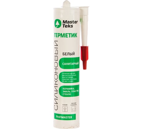 Санитарный герметик MASTERTEKS PROFMASTER силикон. 290 мл белый 12 53375