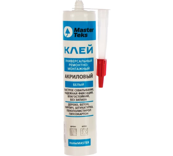 Ремонтно-монтажный клей MASTERTEKS HOMEMASTER акрил. белый 400 г 12 53423