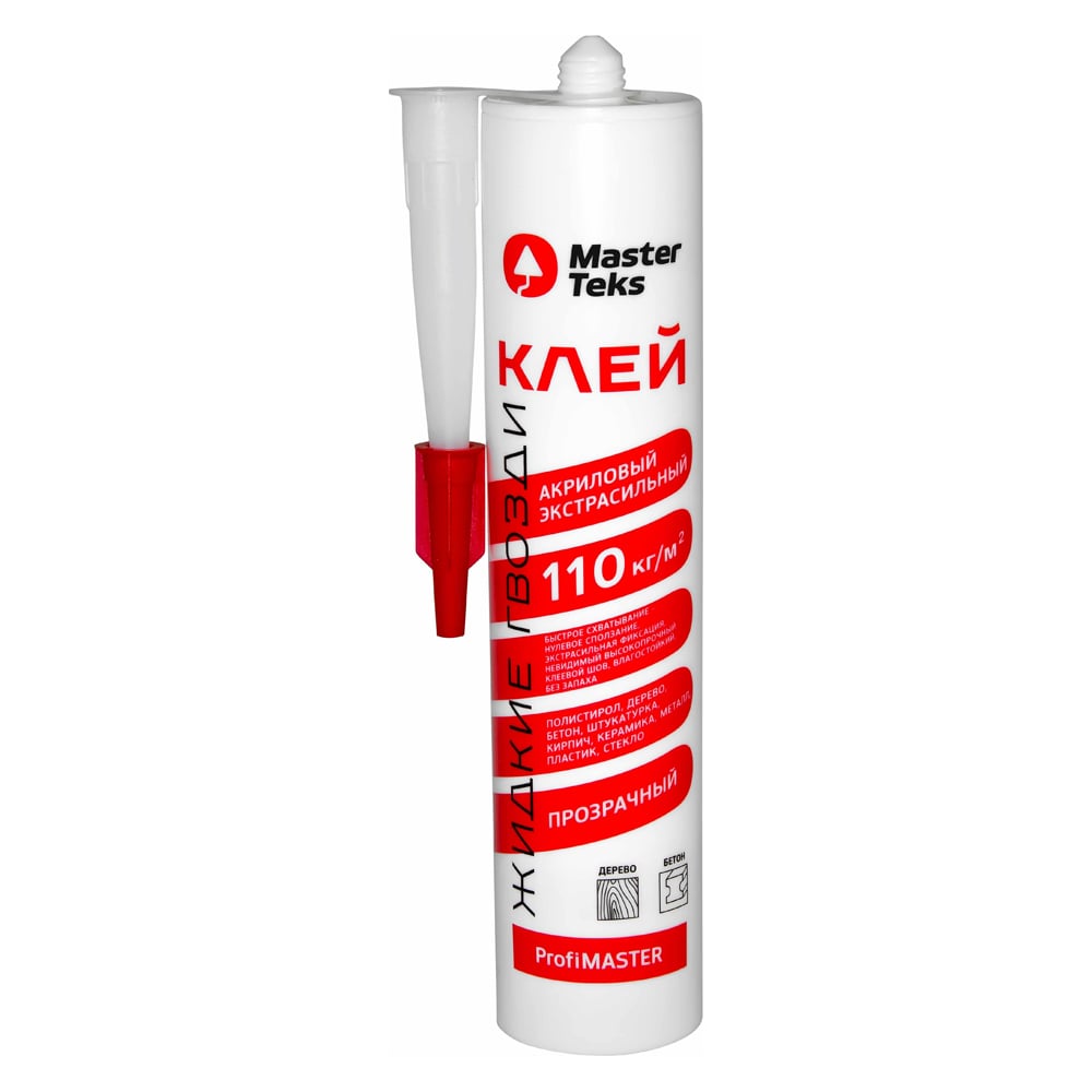 Экстрасильный клей MASTERTEKS PROFMASTER акрил. прозрачн. 330г 110 кг ...