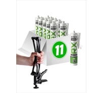 Комплект силиконовый санитарный герметик RX Formula черный, 280 мл, 11 шт. + пистолет - выжиматель 88-0-0-096