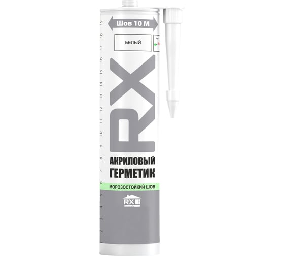 Комплект акриловый герметик RX Formula для трещин и швов, белый, 260 мл, 6 шт. + пистолет - выжиматель 88-0-0-079