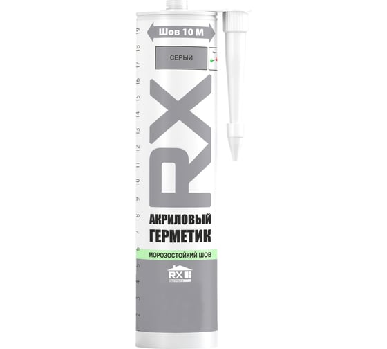 Комплект акриловый герметик RX Formula для трещин и швов, серый, 260 мл, 11 шт. + пистолет - выжиматель 88-0-0-078