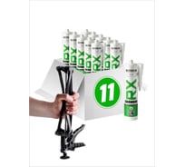 Комплект силиконовый санитарный герметик RX Formula белый, 280 мл, 11 шт. + пистолет - выжиматель 88-0-0-077