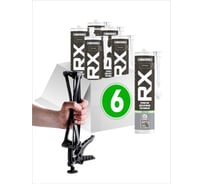 Комплект битумный герметик для кровли RX Formula черный, 280 мл, 6 шт. + пистолет - выжиматель 88-0-0-095