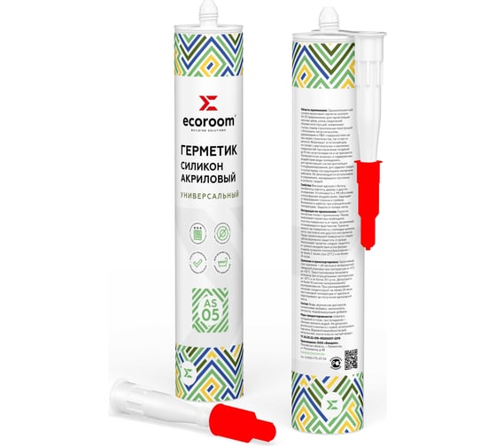 Силиконакриловый герметик ECOROOM AS-05 универсальный, белый, 310 мл 221-1-310