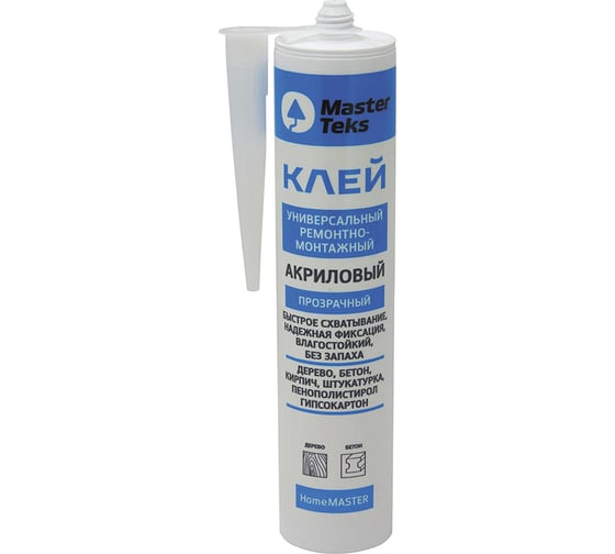 Ремонтно-монтажный клей MASTERTEKS HOMEMASTER акрил. прозрачн. 250 г тюбик 12 53428