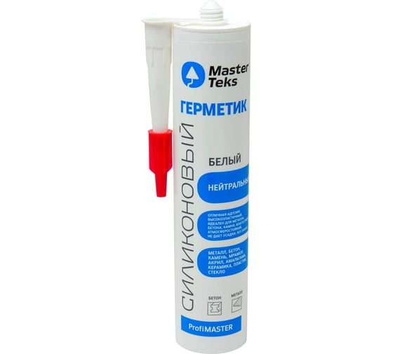 Нейтральный герметик MASTERTEKS PROFMASTER силикон. 290 мл белый 12 53373