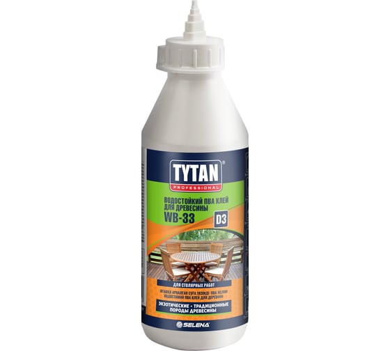 Клей ПВА TYTAN PROFESSIONAL WB 33 D3 для древесины, водостойкий, белый 175 г 16028 272841