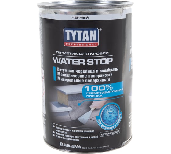 Герметик для кровли TYTAN PROFESSIONAL WATER STOP черный 1кг 13098