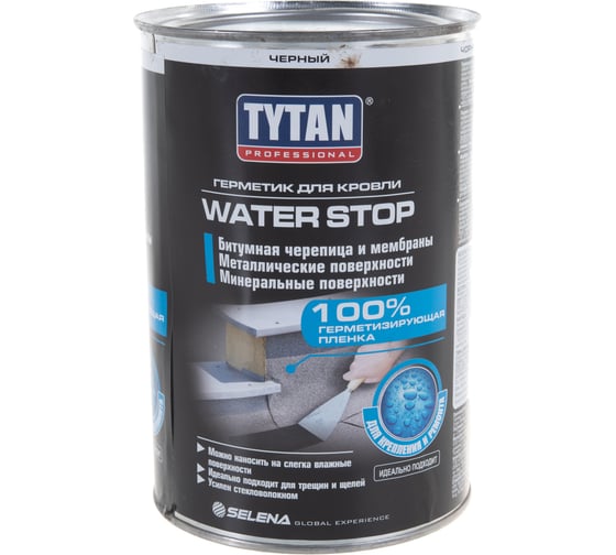 Герметик для кровли TYTAN PROFESSIONAL WATER STOP черный 1кг 13098