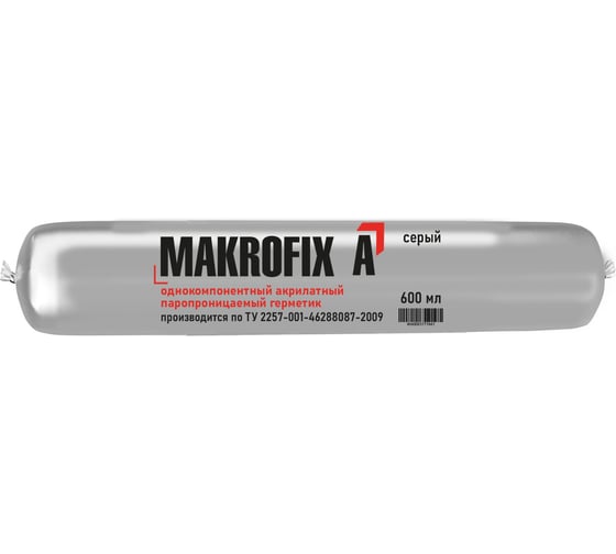 Акрил-силиконизированная паропроницаемая мастика MASTERFIX А серый, 600 мл 1589