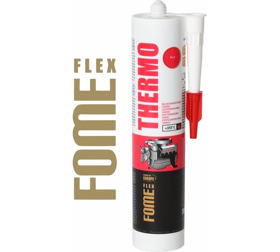 Силиконовый высокотемпературный герметик FOME FLEX Thermo (красный; 315 градусов; 300 мл) 01-4-2-006