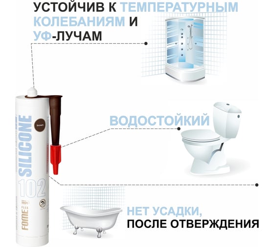 Силиконовый герметик FOME FLEX SANITARY SILICON 102 (коричневый; 310 мл) 01-4-1-105