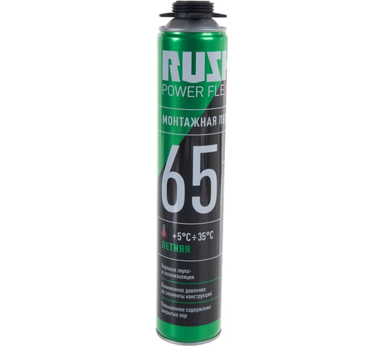 Полиуретановая монтажная профессиональная пена RUSH POWER FLEX 65 летняя RPP10S65