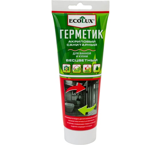 Акриловый герметик Ecolux санитарный бесцветный, 200 мл 4607133683825