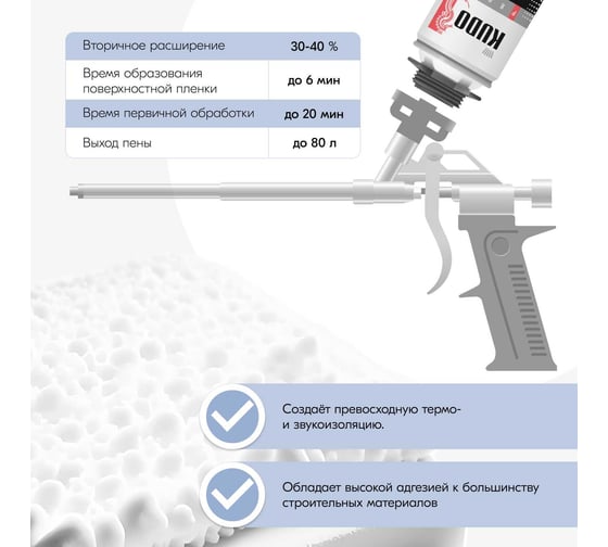Полиуретановая монтажная профессиональная пена KUDO proff pure cloud зимняя KUPP10W80