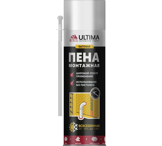 Монтажная всесезонная бытовая пена ULTIMA 445 340 ml Ulmin00650 1