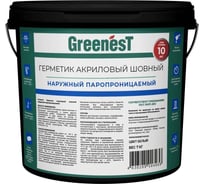 Герметик Greenest белый, наружный, паропроницаемый слой монтажного шва, ведро 7 кг 280009010