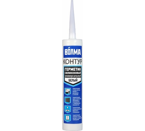 Силиконовый герметик ВОЛМА «ВОЛМА-Контур» 290 мл, белый 40002612 1