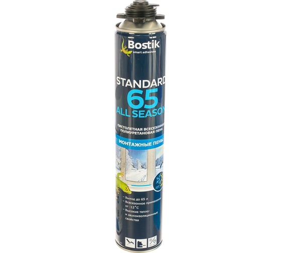 Пистолетная полиуретановая всесезонная пена Bostik Standard 65 All SEASON 750 мл 10221