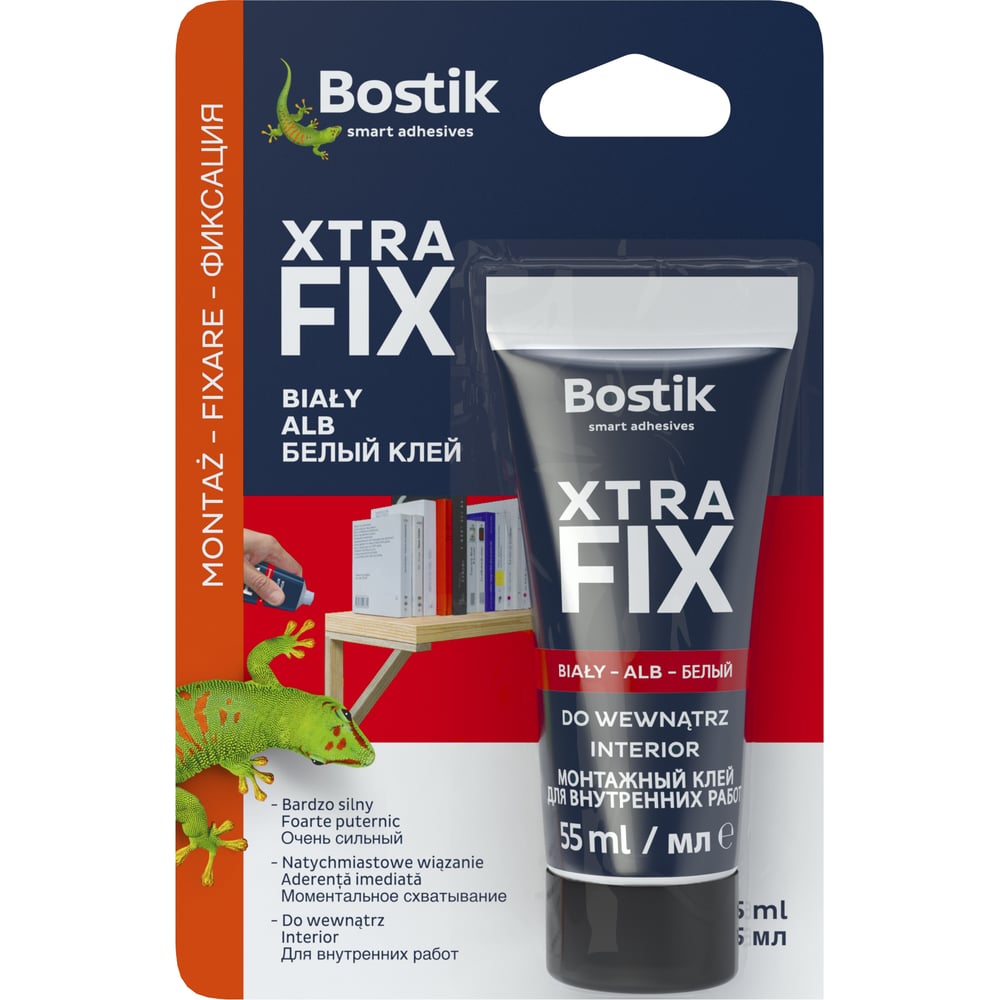 Монтажный клей для внутренних работ Bostik XTRA FIX белый 55 мл ...