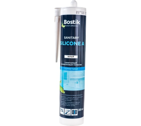 Санитарный силиконовый герметик Bostik Sanitary Silicone A белый 0,280 л 30607540