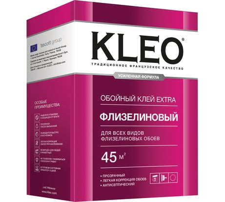 Обойный клей для флизелиновых обоев KLEO сыпучий 030 EXTRA 45