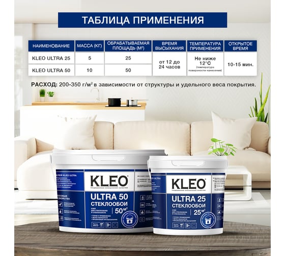 Готовый обойный клей для стеклообоев KLEO 191 ULTRA 25