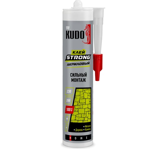 Клей KUDO Home strong для сильного монтажа, на акриловой основе, белый, 280 мл KBK-341