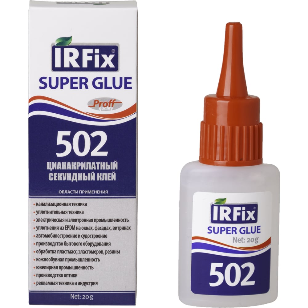 Секундный цианакрилатный клей IRFIX Super Glue 502 бесцветный 20 гр 20071 -  выгодная цена, отзывы, характеристики, фото - купить в Москве и РФ