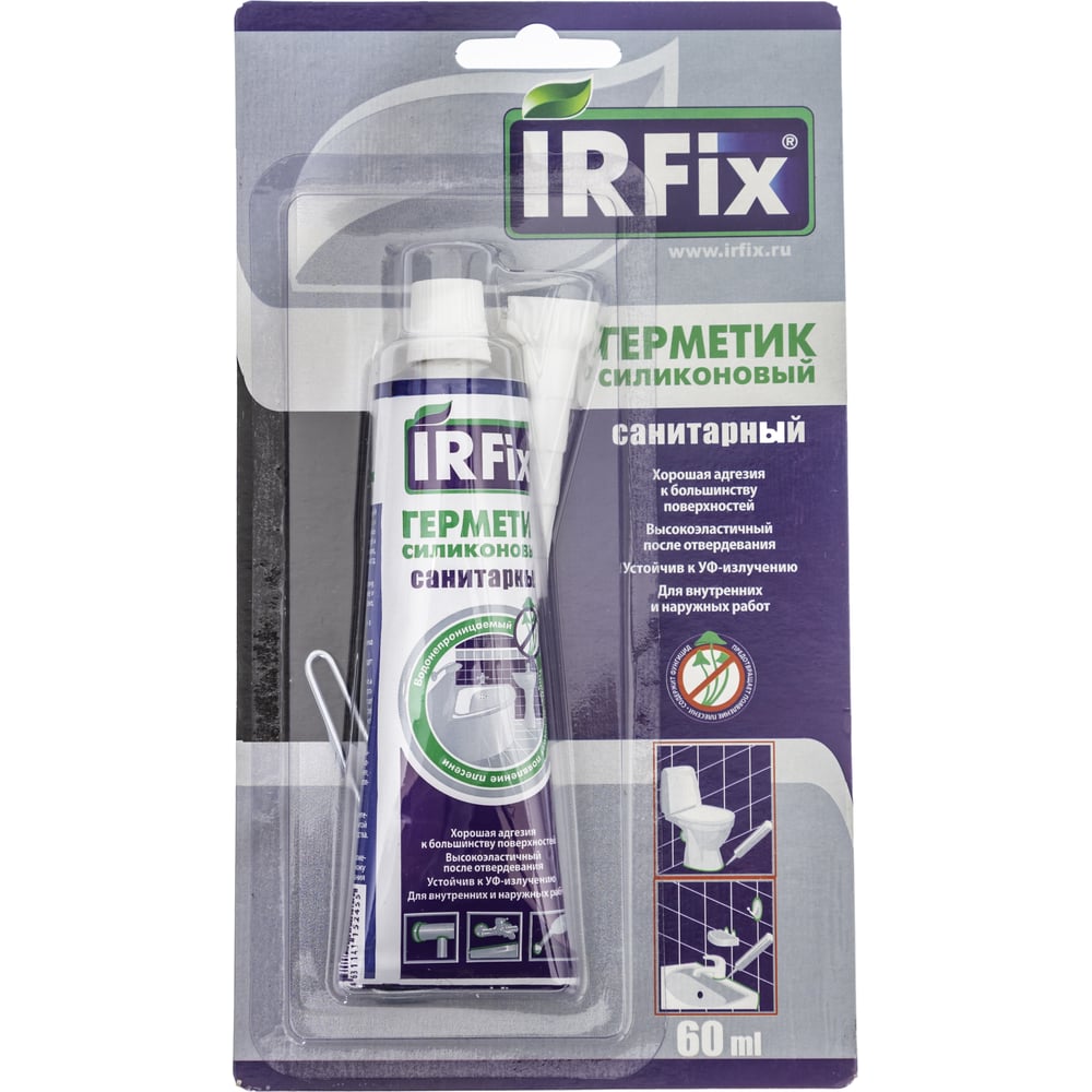 Силиконовый санитарный герметик IRFIX бесцветный 60 мл 20065 - выгодная ...