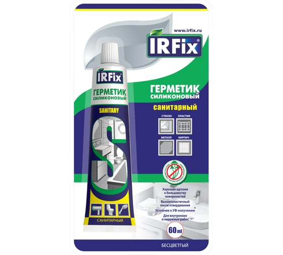 Силиконовый санитарный герметик IRFIX бесцветный 60 мл 20065 1