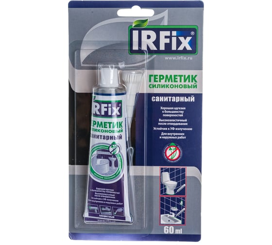 Силиконовый санитарный герметик IRFIX бесцветный 60 мл 20065