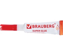Моментальный суперклей BRAUBERG 3 г, прочный, отрывная мультикарта 605566