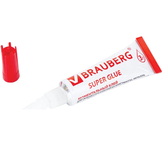 Моментальный суперклей BRAUBERG 3 г, прочный, отрывная мультикарта 605566