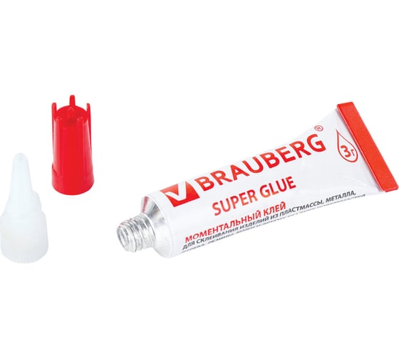 Моментальный суперклей BRAUBERG 3 г, прочный, отрывная мультикарта 605566