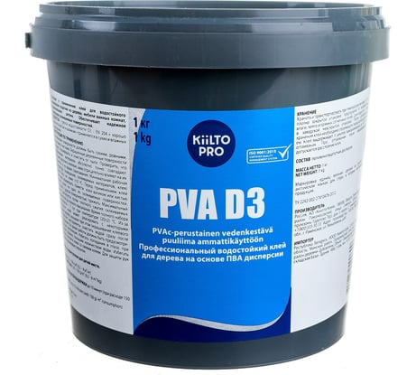 Водостойкий клей для дерева на основе ПВА дисперсии KIILTO PVA D3 1кг T6560.001