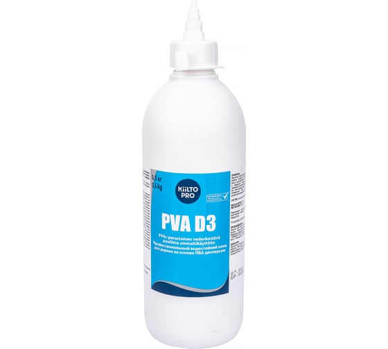 Водостойкий клей для дерева на основе ПВА дисперсии KIILTO PVA D3 0.5 кг T6560.930