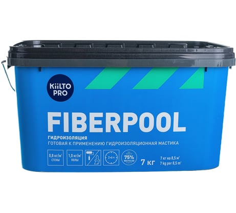 Гидроизоляционная мастика KIILTO Fiberpool 7 кг T3723.300