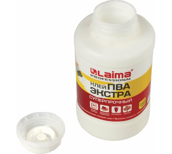 Клей пва LAIMA экстра суперпрочный 1 кг (керамика, ткань, кожа, дерево, бумага, картон) 88066 880664