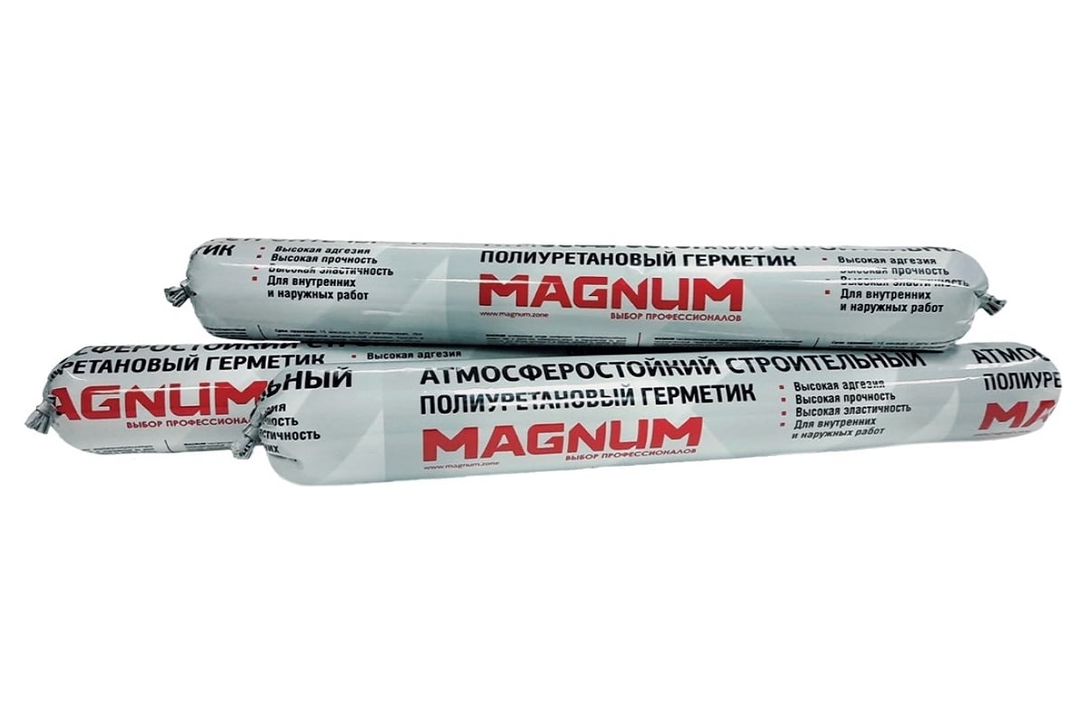 Атмосферостойкий строительный полиуретановый герметик Magnum серый, 900 г  М-007-3-600