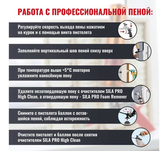 Профессиональная монтажная пена Sila Pro topgun 65 classic, зимняя, 800 мл SPTGCL65W