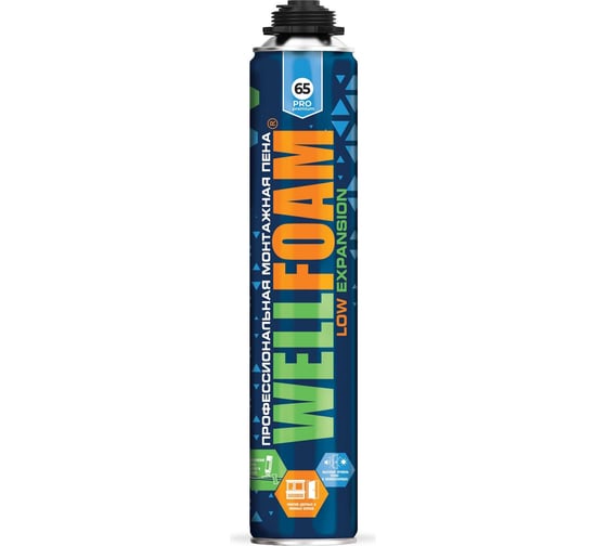 Монтажная профессиональная всесезонная пена WELLCHEM WELLFOAM PRO65 LOW EXPANSION 850ml WFAS65LE