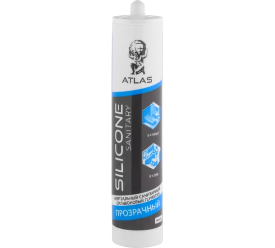 Нейтральный санитарный герметик Атлас силикон, бесцветный, 300 мл 78072770906 1