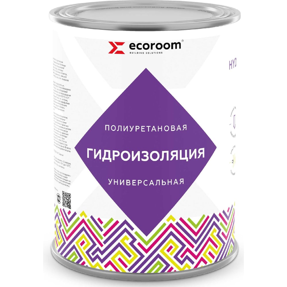 Полиуретановая универсальная гидроизоляция ECOROOM HYDRONEED, белый, 1 ...