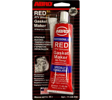 Герметик прокладок высокотемпературный силиконовый ABRO, красный, 85 г, 11-AB-RW