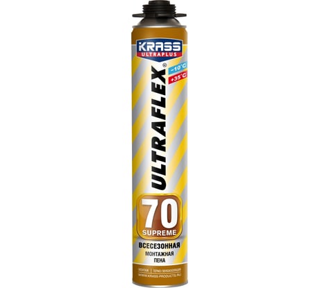 Монтажная пена KRASS ULTRAFLEX 70 Supreme пистолетная всесезонная 0,89 л Лк-00010544