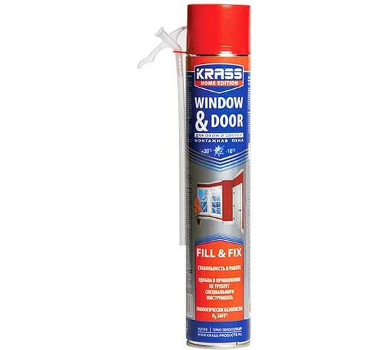 Монтажная пена KRASS Home Edition для окон и дверей всесезонная 0,75 л Лк-00004166