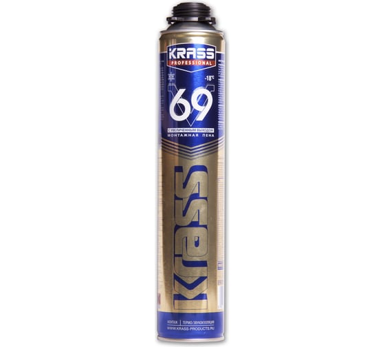 Монтажная пена KRASS Professional V69 пистолетная Зима 0,89 л 90005187396 1